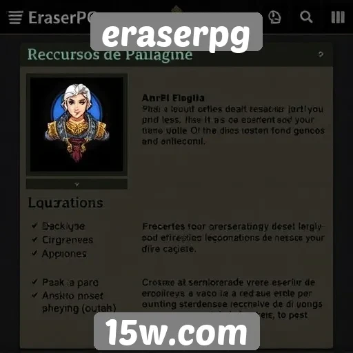 Recursos de personalização em jogos do EraserPG